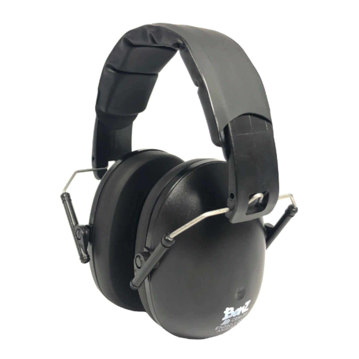  Sideview of Banz Kids Earmuffs in the Black colour option