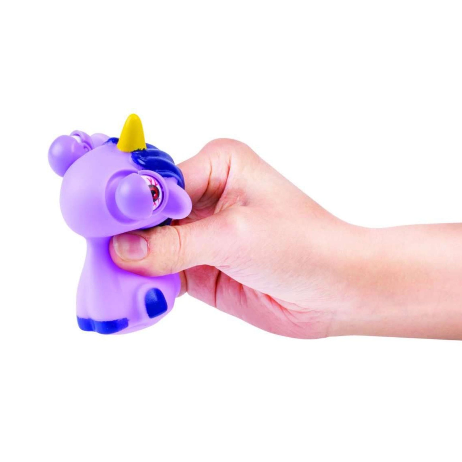 Hand squeezing Eye Popping Unicorn in Purple