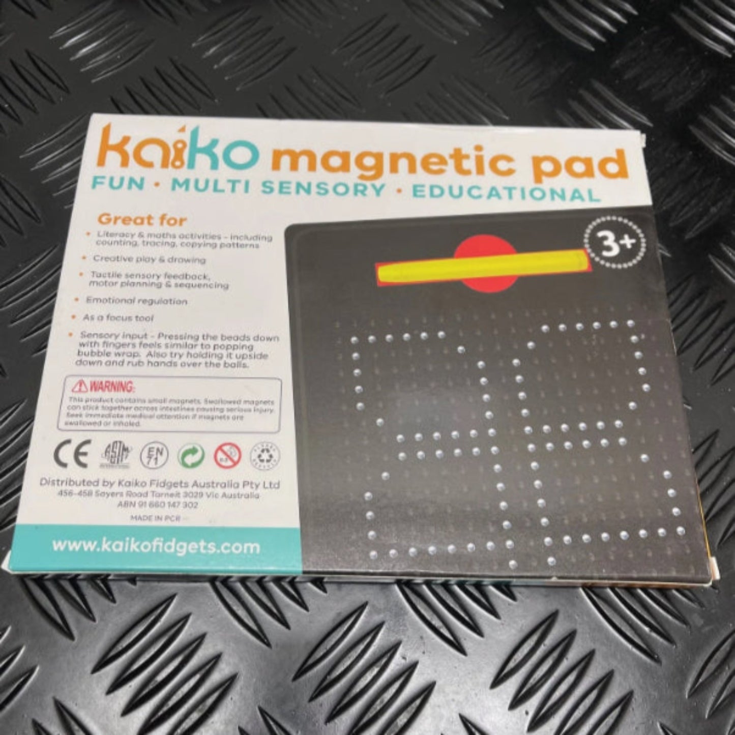 Rear side of the Kaiko Magnetic Pad packaging