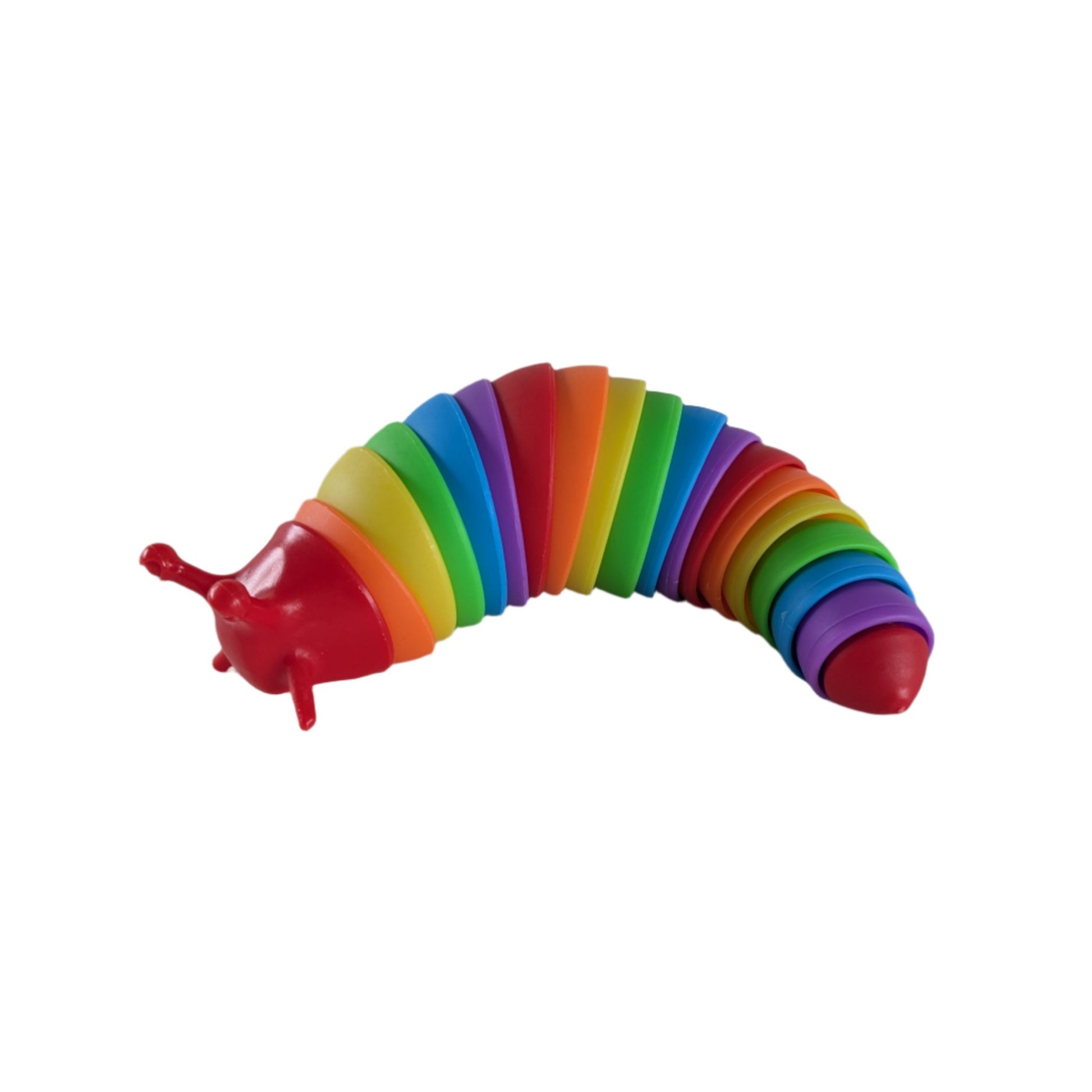 Rainbow Sensory Slug Fidget Toy with red head