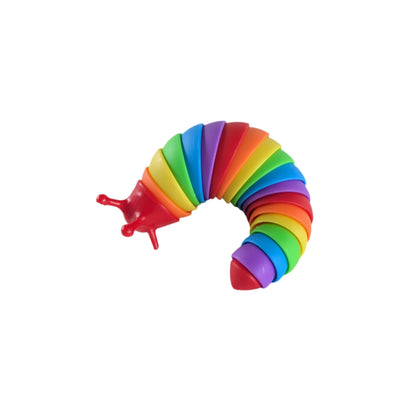 Rainbow Sensory Slinky Slug Fidget toy with red head