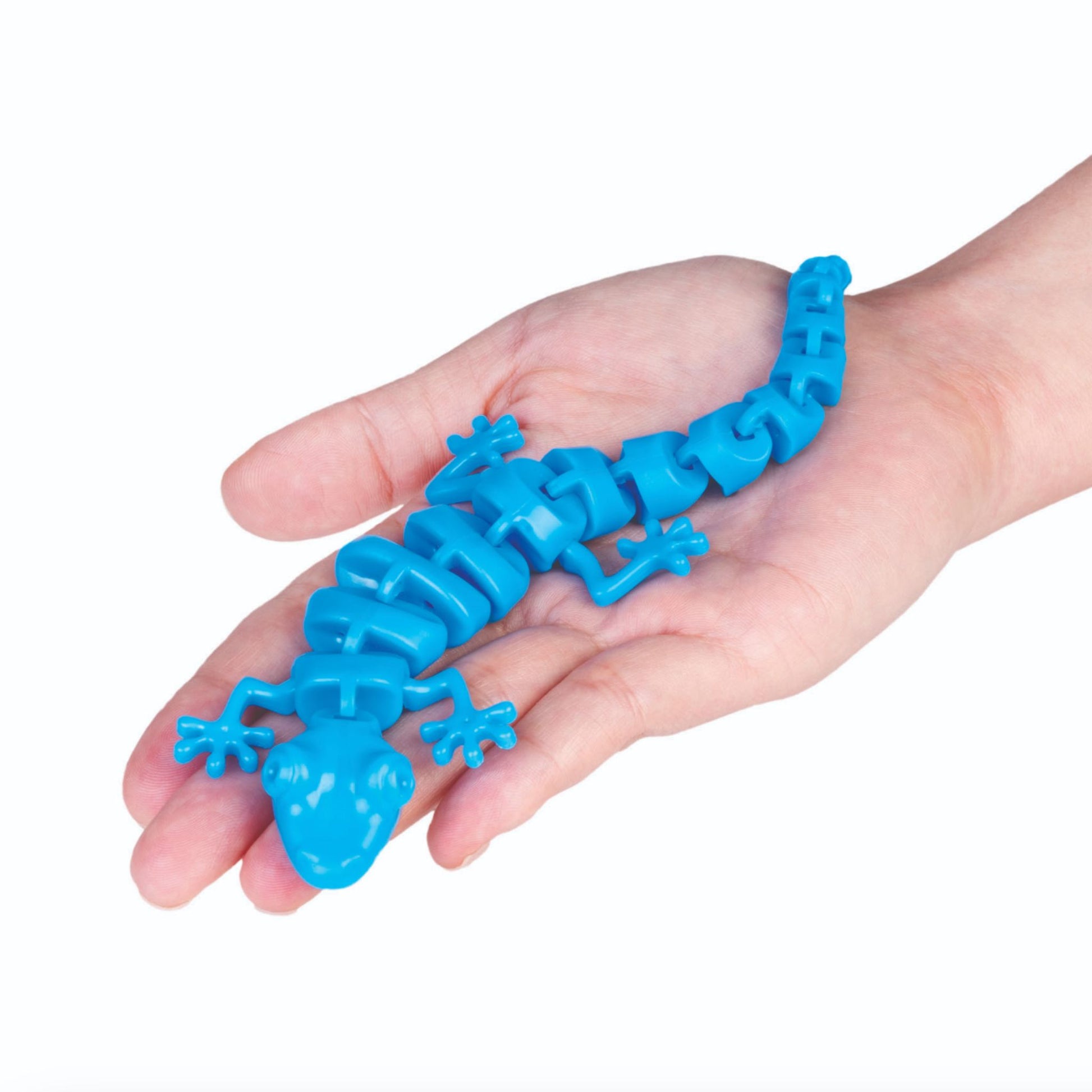 Hand holding a Sensory Gecko Fidget Articulated ASMR in Blue