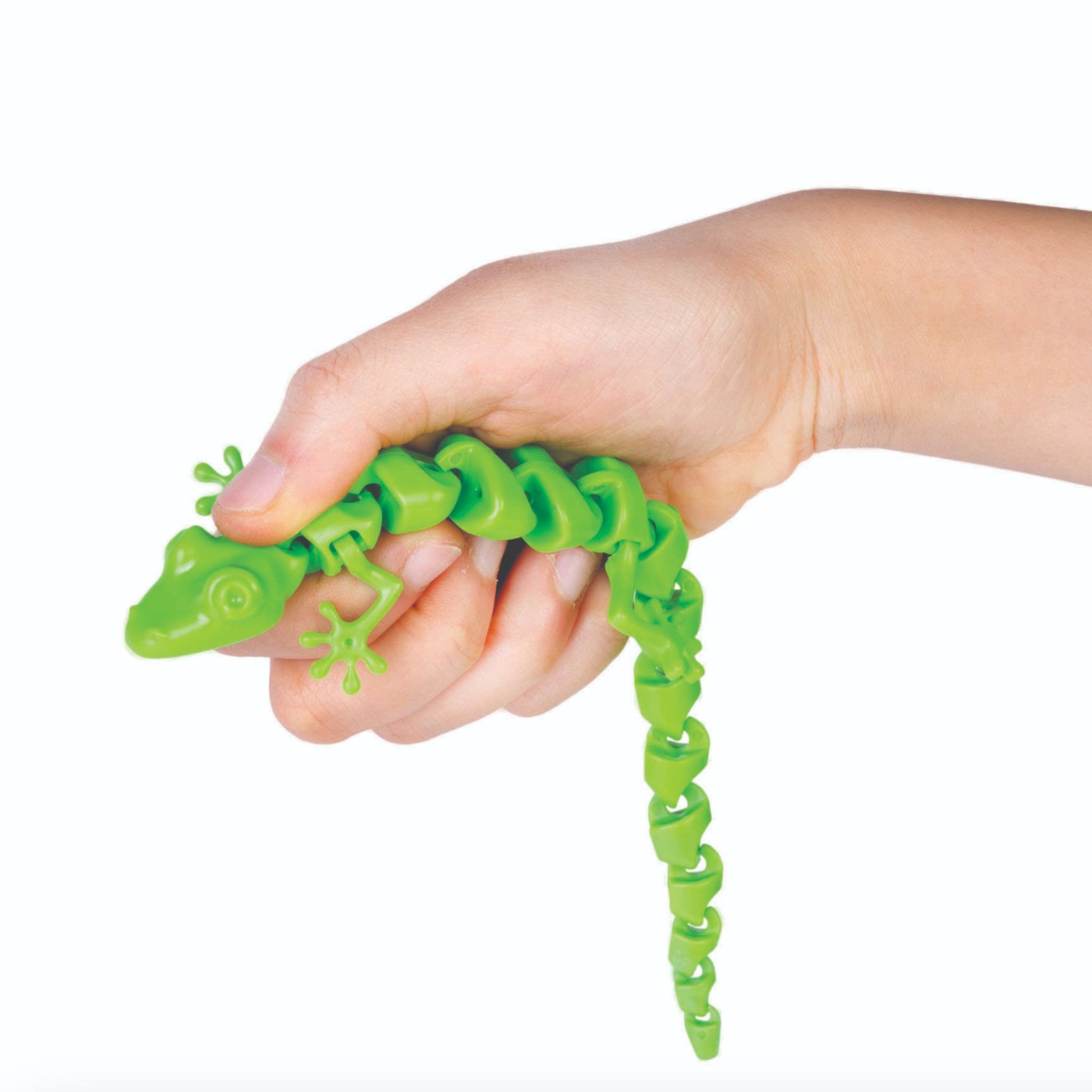 Hand holding a Sensory Gecko Fidget Articulated ASMR in Green