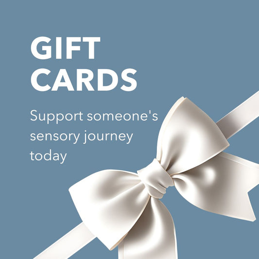 Graphic of a gift card with the words "Support someone's sensory journey today"