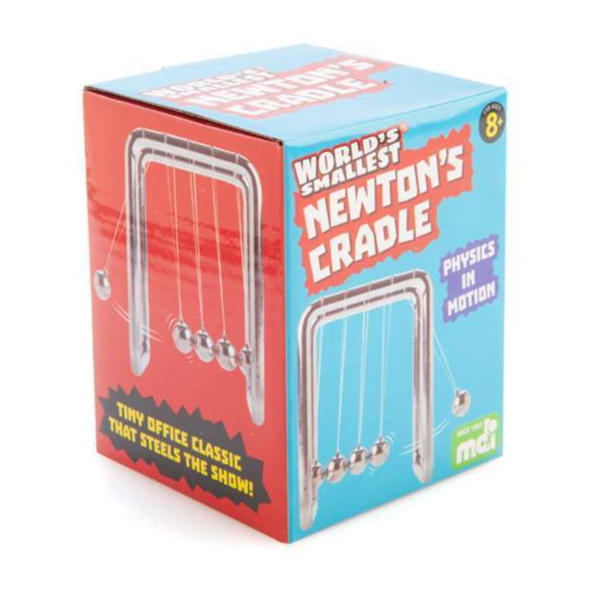 Worlds Smallest Newtons Cradle stainless steel sensory toy packaging box