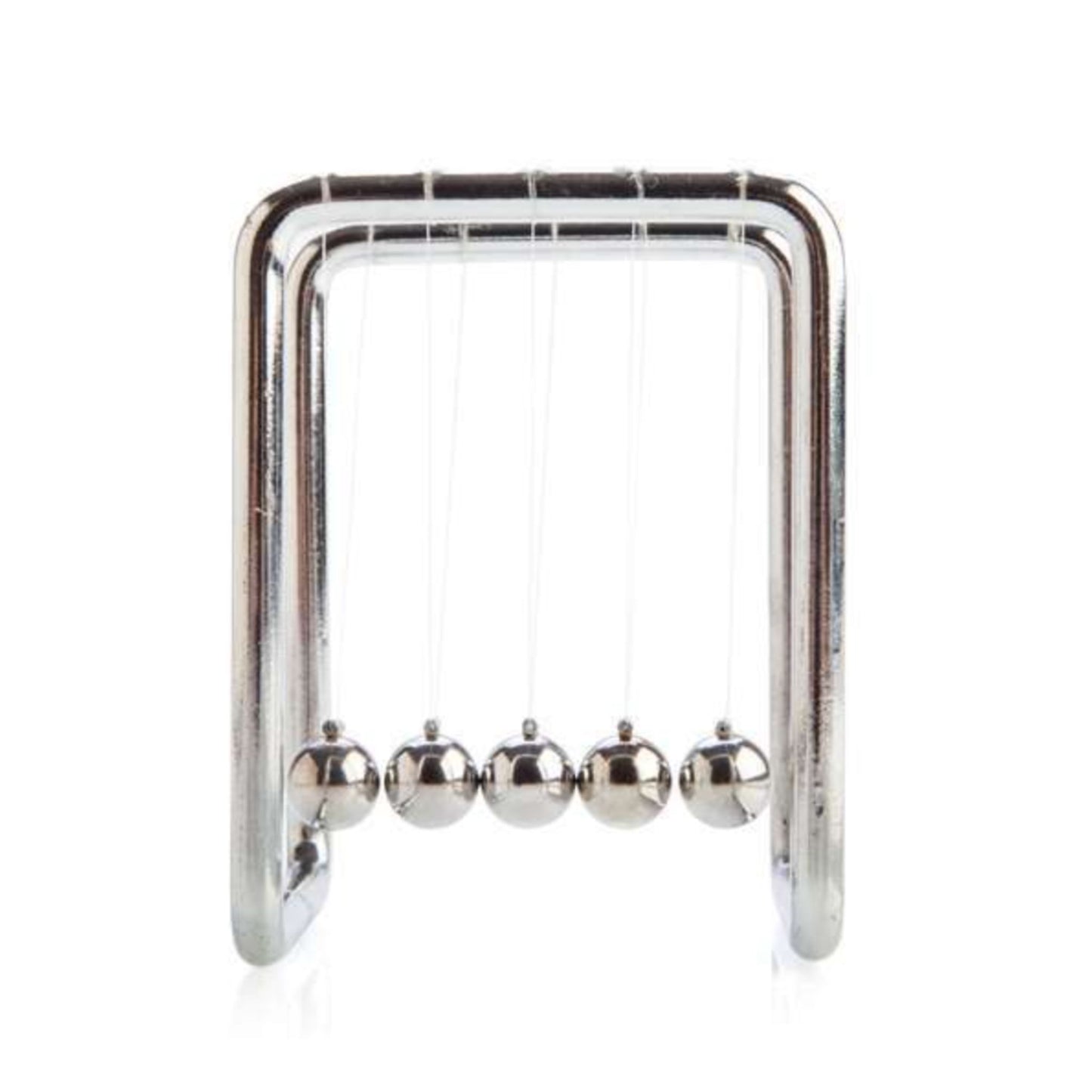 Side view of Worlds Smallest Newtons Cradle stainless steel sensory toy